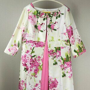 Clarie 2-Piece Floral Spring Mother of the Bride Set | Dress & Coat | Size 14